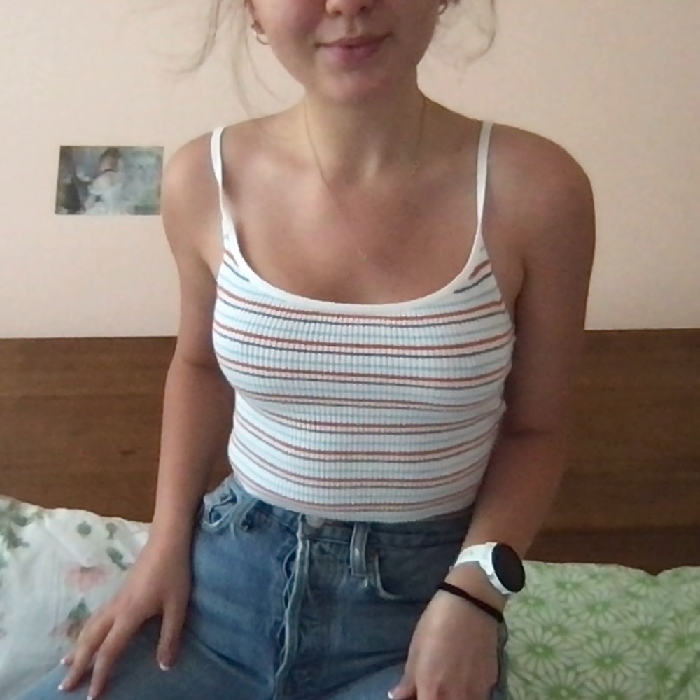 striped stretchy crop top